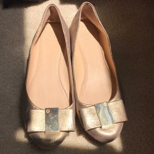 Tory Burch brushed gold flats